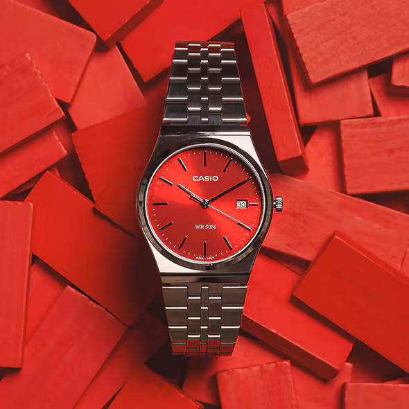 Reloj Casio MTP-B145D-4A2V Hombre – Esfera Roja Acero 50M – Casio Perú Reloj Casio MTP-B145D-4A2V Hombre – Esfera Roja Acero 50M - Imagen 2