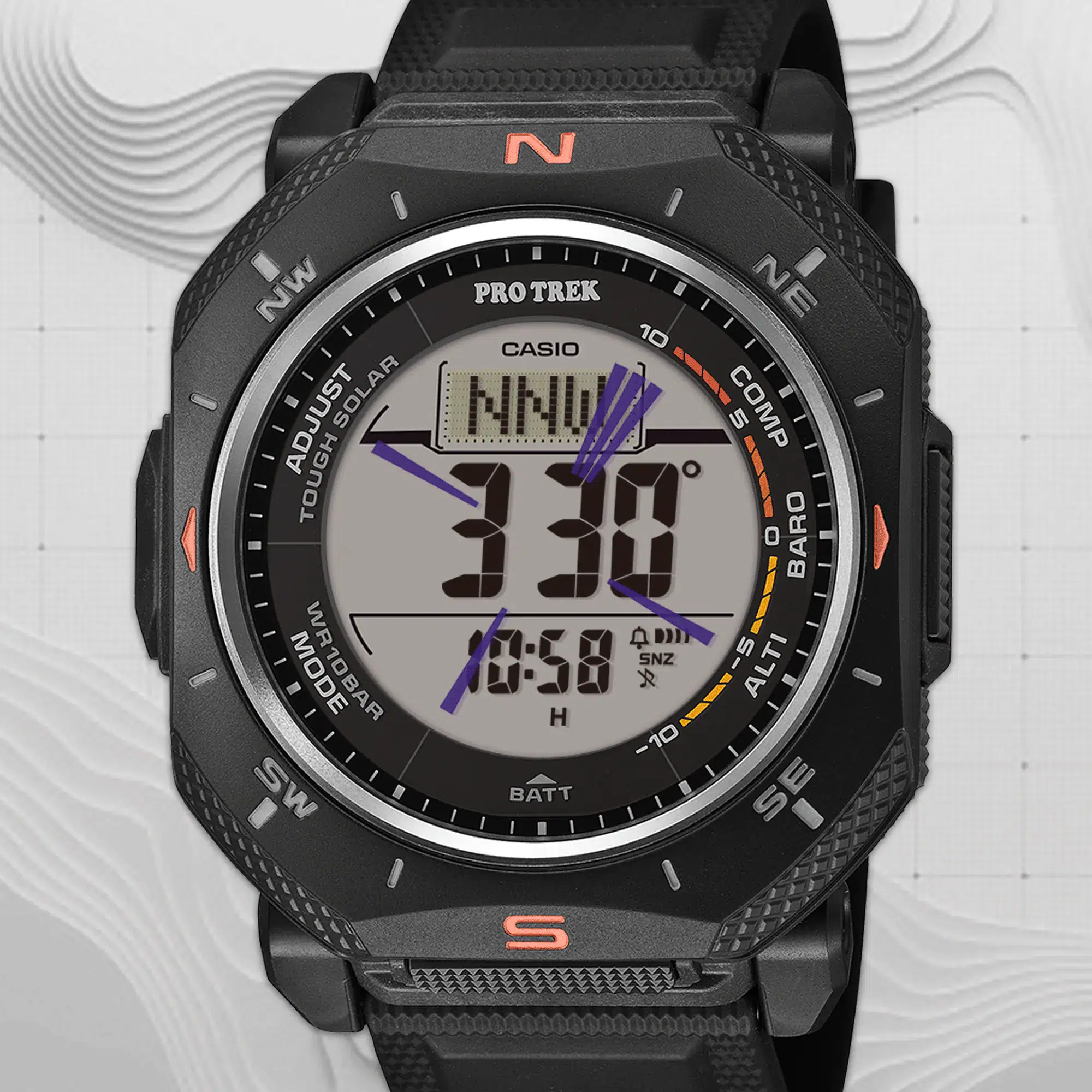 Reloj Casio Pro Trek PRG-69B-1DR Hombre – Digital Negro Correa de Tela Triple Sensor Tough Solar 100M – Casio Perú Reloj Casio Pro Trek PRG-69B-1DR Hombre – Digital Negro Correa de Tela Triple Sensor Tough Solar 100M - Imagen 4