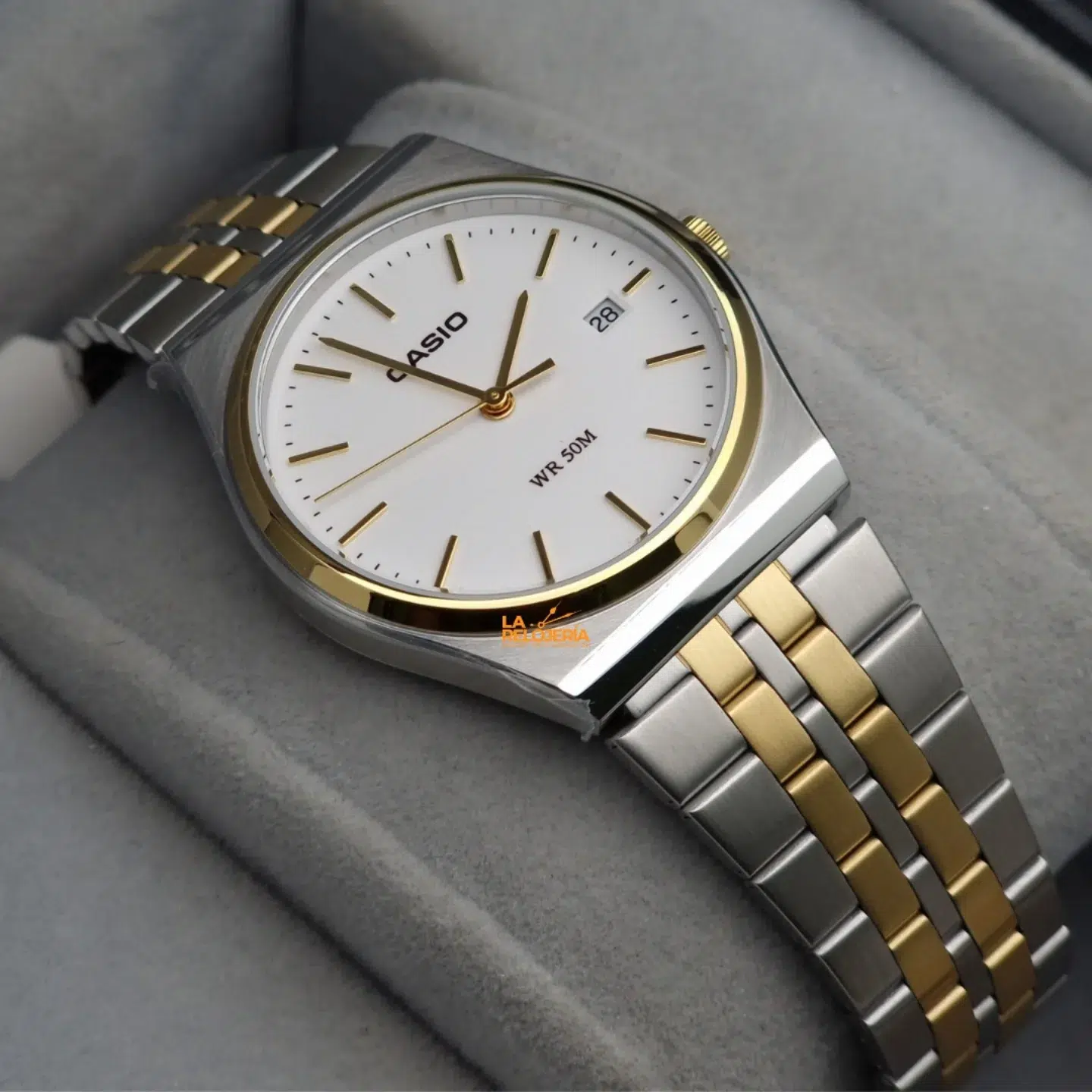 Reloj Casio MTP-B145SG-7AVDF Hombre – Bicolor Dorado Plateado Esfera Blanca 50M – Casio Perú Reloj Casio MTP-B145SG-7AVDF Hombre – Bicolor Dorado Plateado Esfera Blanca 50M - Imagen 4