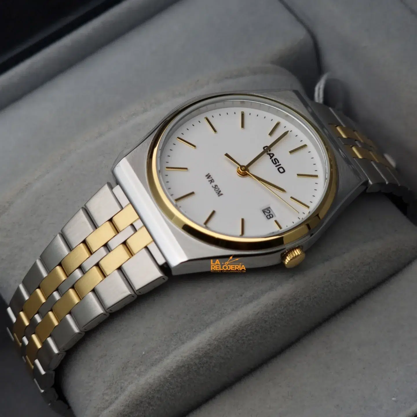 Reloj Casio MTP-B145SG-7AVDF Hombre – Bicolor Dorado Plateado Esfera Blanca 50M – Casio Perú Reloj Casio MTP-B145SG-7AVDF Hombre – Bicolor Dorado Plateado Esfera Blanca 50M - Imagen 3